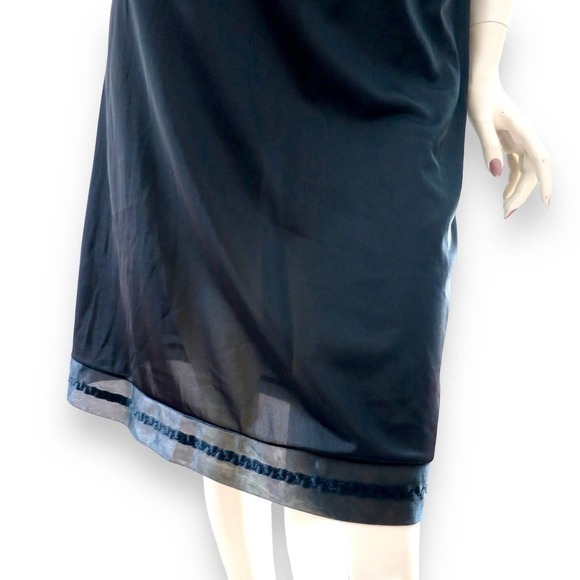 1960s Black Nylon Chiffon Slip Dress Sheer Vanity Fair Lingerie Size XS - Picture 4 of 8